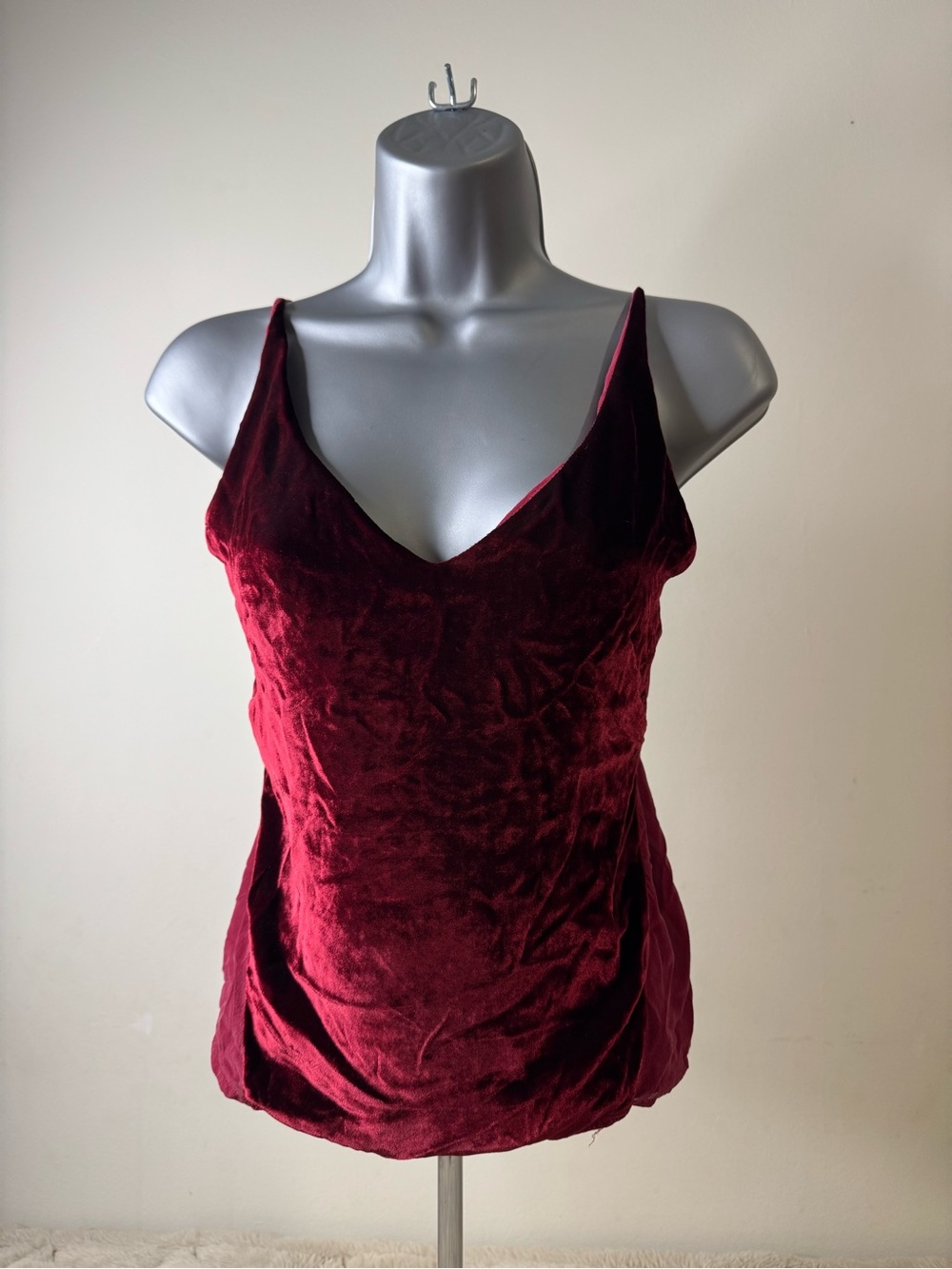 J Brand - Velvet Spaghetti Strap Tank Top - Burgundy